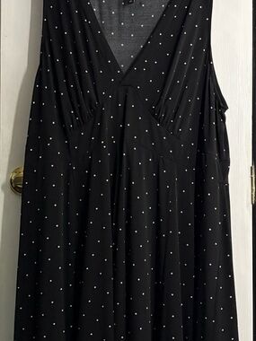 torrid Black Dress with White Polka Dots, V-Neck Midi